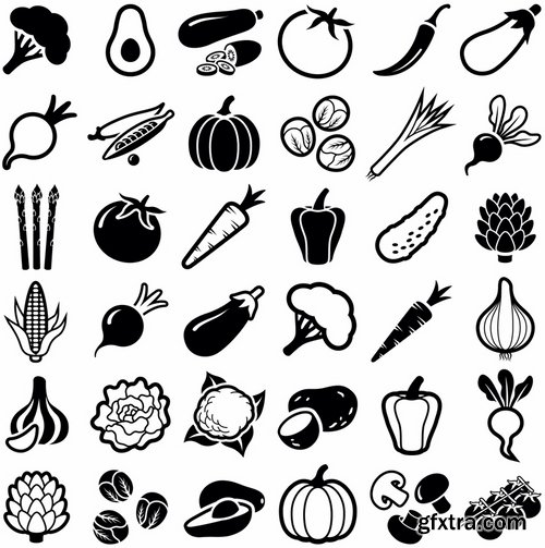 Collection of vector image various flat icons on various subject silhouette # 5-25 Eps