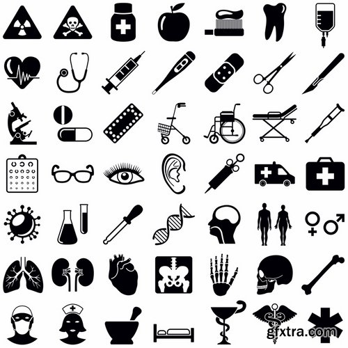 Collection of vector image various flat icons on various subject silhouette # 5-25 Eps