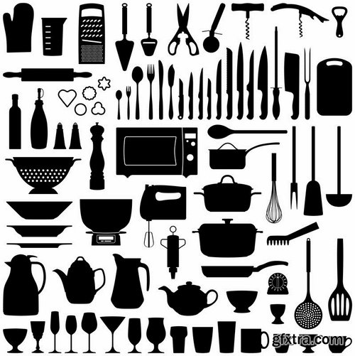 Collection of vector image various flat icons on various subject silhouette # 5-25 Eps