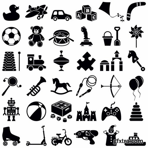 Collection of vector image various flat icons on various subject silhouette # 5-25 Eps