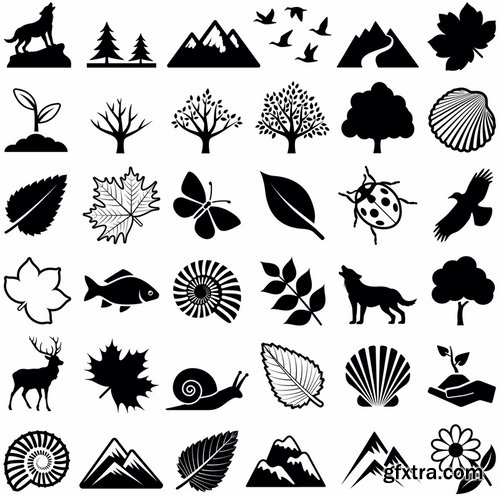 Collection of vector image various flat icons on various subject silhouette # 5-25 Eps