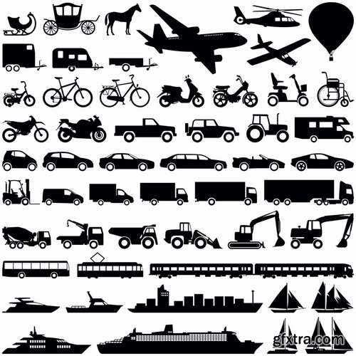 Collection of vector image various flat icons on various subject silhouette # 5-25 Eps