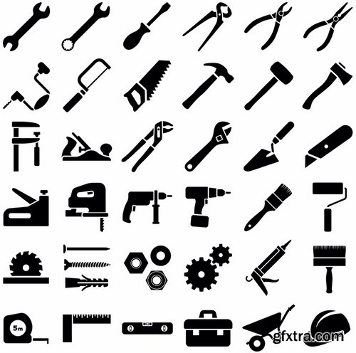 Collection of vector image various flat icons on various subject silhouette # 5-25 Eps