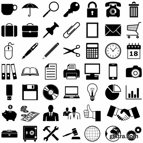 Collection of vector image various flat icons on various subject silhouette # 5-25 Eps