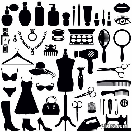 Collection of vector image various flat icons on various subject silhouette # 5-25 Eps