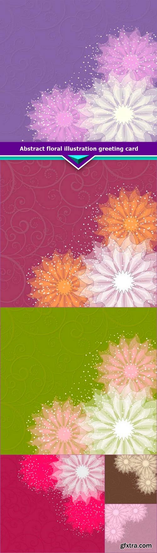 Abstract floral illustration greeting card 6x EPS