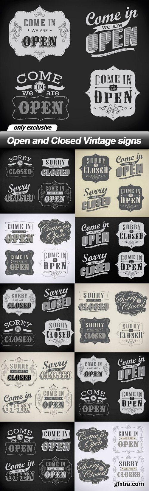 Open and Closed Vintage signs - 10 EPS