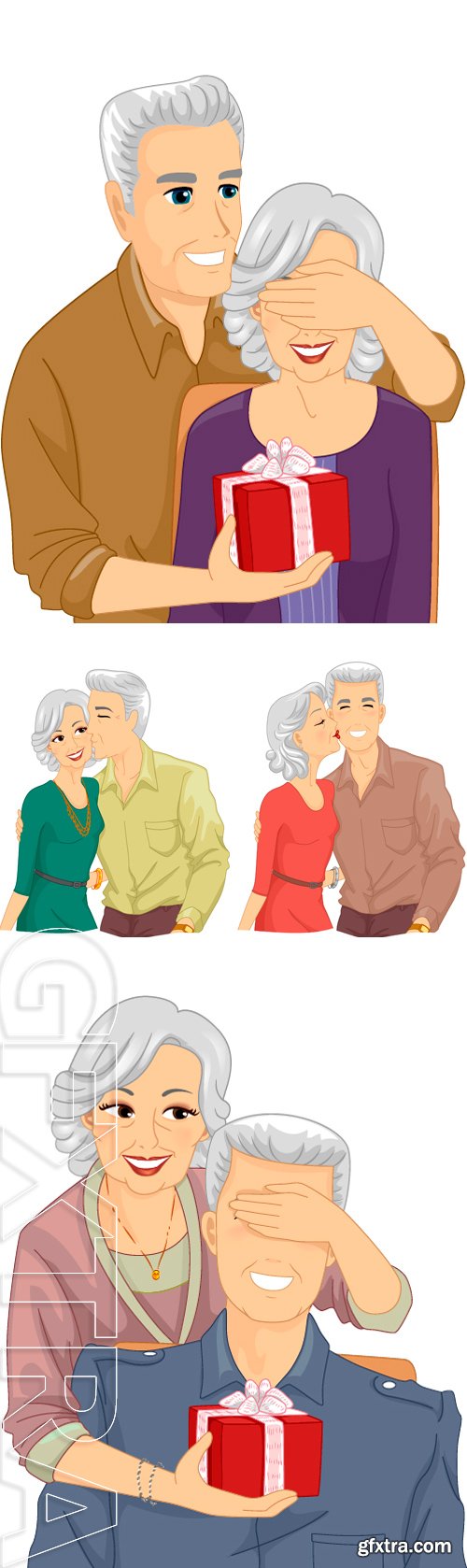 Stock Vectors - Illustration of an Elderly Woman Surprising an Elderly Man