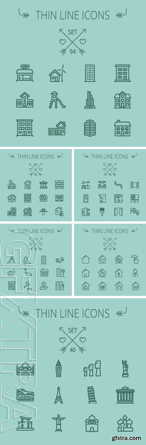 Stock Vectors - Thin line icon set for web and mobile. Modern minimalistic flat design