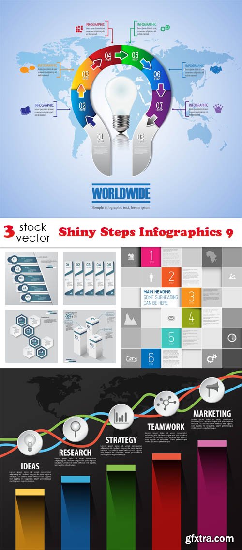 Vectors - Shiny Steps Infographics 9