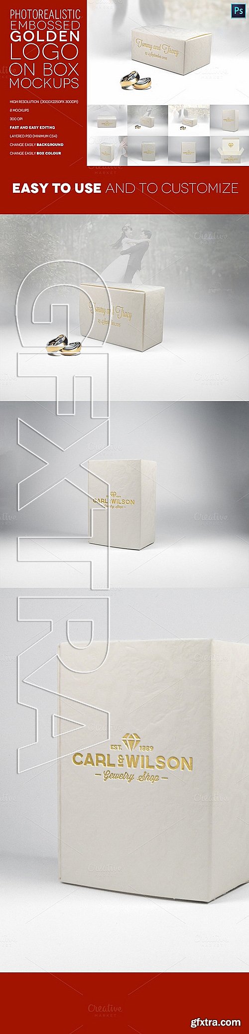 CM - Embossed Golden Logo on Box Mockups 338778