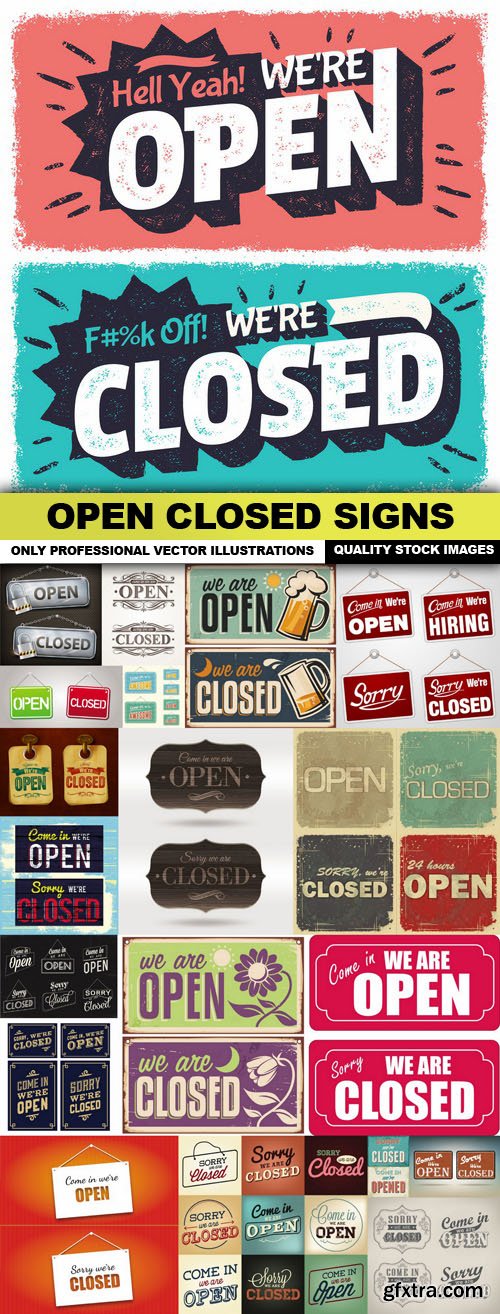 Open Closed Signs - 20 Vector