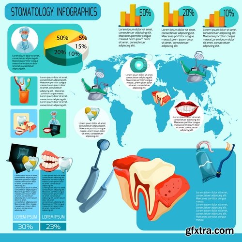 Collection of vector image of honey medical infographics tooth dentist tool icon 25 EPS