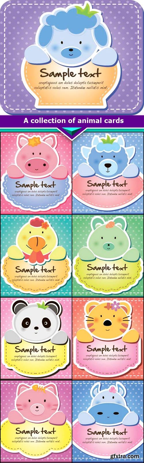 A collection of animal cards 9x EPS