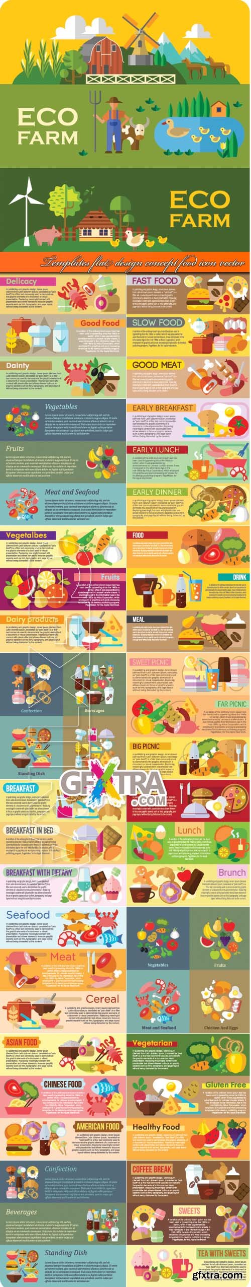 Templates flat design concept food icon vector