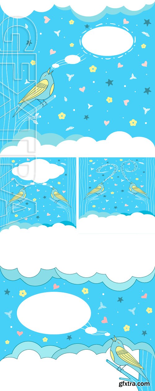 Stock Vectors - Greeting card with a bird sitting on a branch