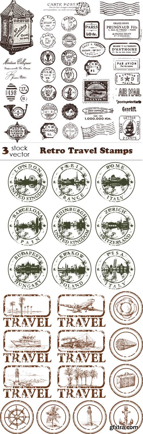 Vectors - Retro Travel Stamps