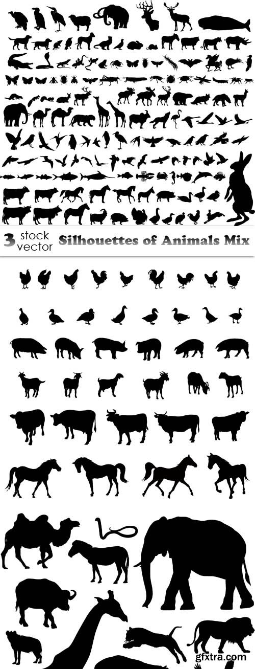 Vectors - Silhouettes of Animals Mix