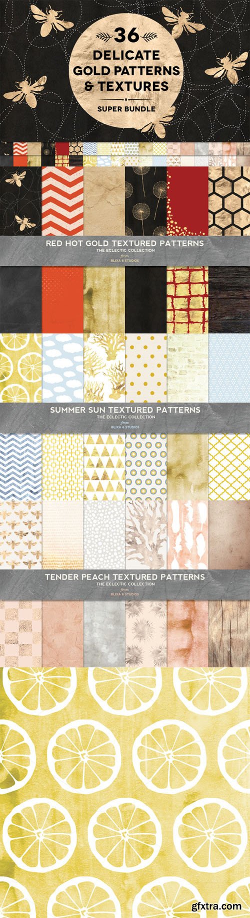 36 Delicate Gold Patterns & Textures - CM 315204