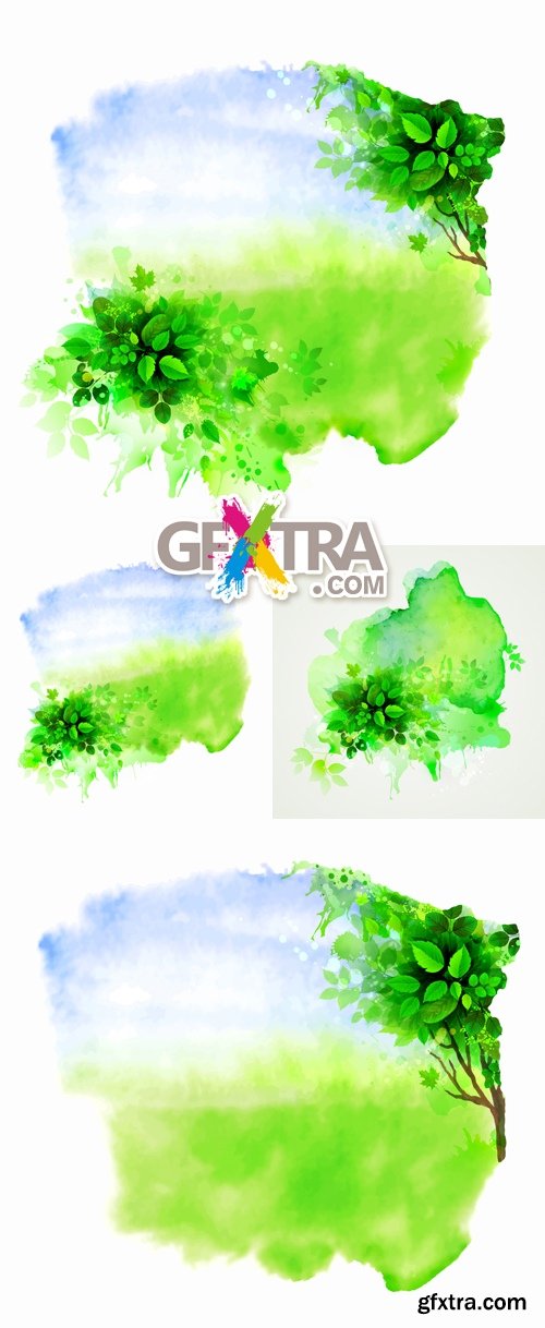 Watercolor Nature Banners Vector