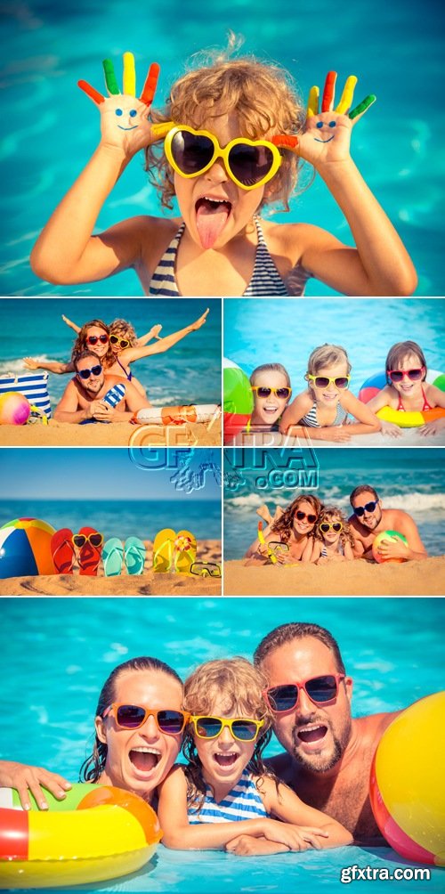 Stock Photo - Happy Family at the Beach 2