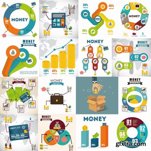 Collection of vector image conceptual business infographics #11-25 Eps