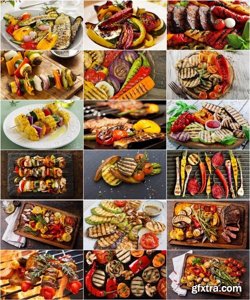 Collection of vegetables baked eggplant pepper tomato barbecue grill 25 HQ Jpeg