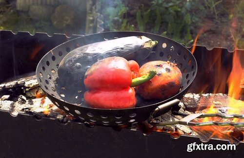 Collection of vegetables baked eggplant pepper tomato barbecue grill 25 HQ Jpeg