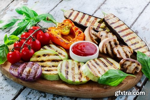 Collection of vegetables baked eggplant pepper tomato barbecue grill 25 HQ Jpeg