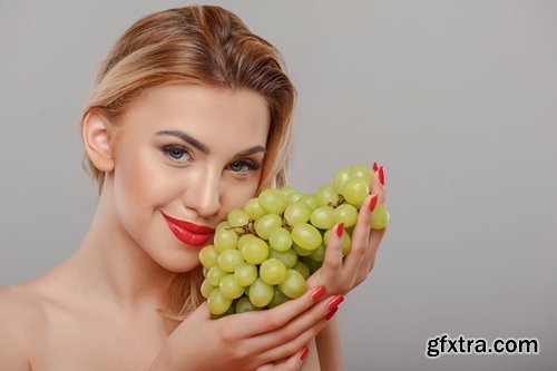 Collection beautiful girl woman with grape berry 25 HQ Jpeg