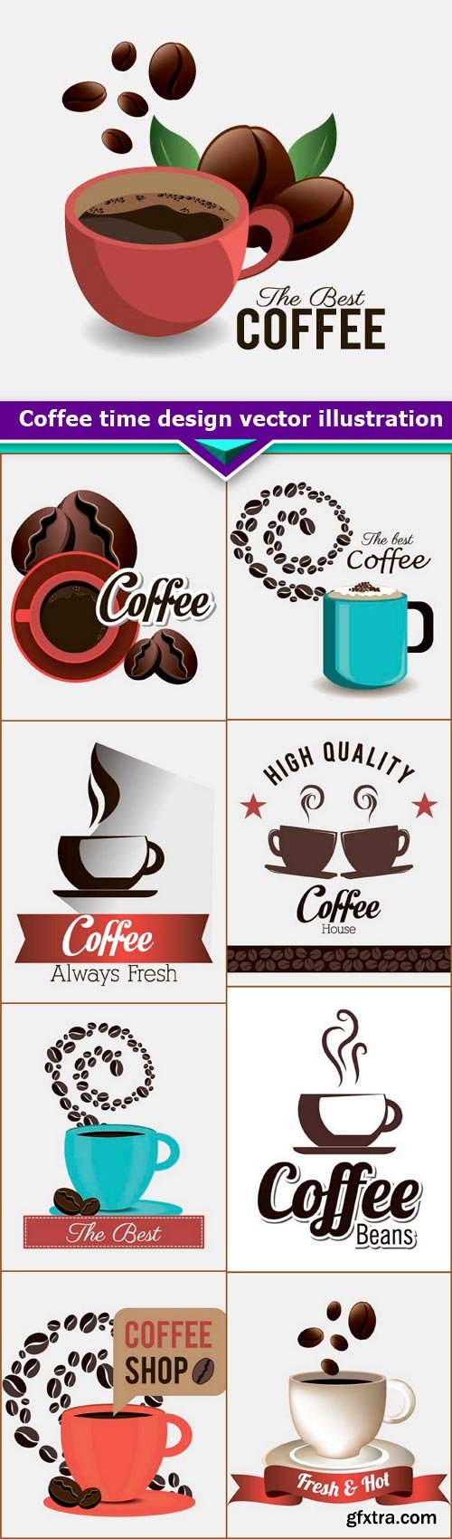 Coffee time, design vector illustration 9x EPS