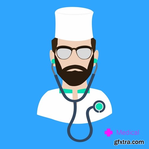 Collection of vector image medical infographics medical worker doctor nurse 25 EPS