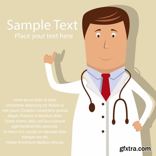 Collection of vector image medical infographics medical worker doctor nurse 25 EPS