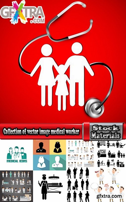 Collection of vector image medical infographics medical worker doctor nurse 25 EPS