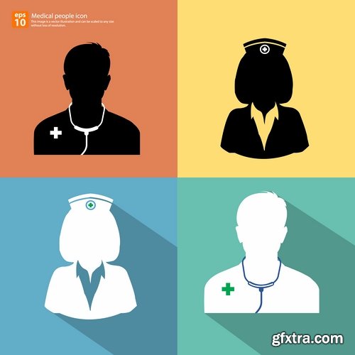 Collection of vector image medical infographics medical worker doctor nurse 25 EPS