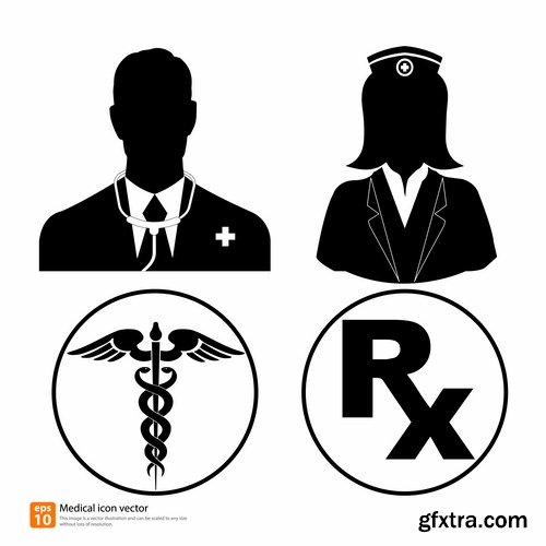 Collection of vector image medical infographics medical worker doctor nurse 25 EPS