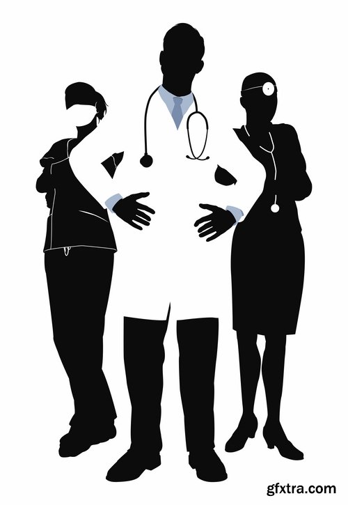 Collection of vector image medical infographics medical worker doctor nurse 25 EPS