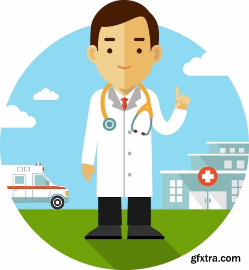 Collection of vector image medical infographics medical worker doctor nurse 25 EPS