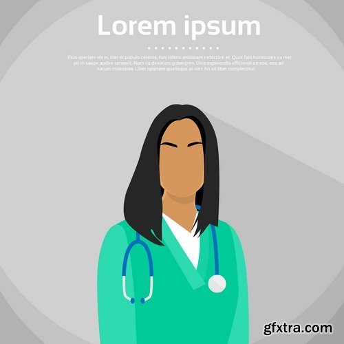 Collection of vector image medical infographics medical worker doctor nurse 25 EPS