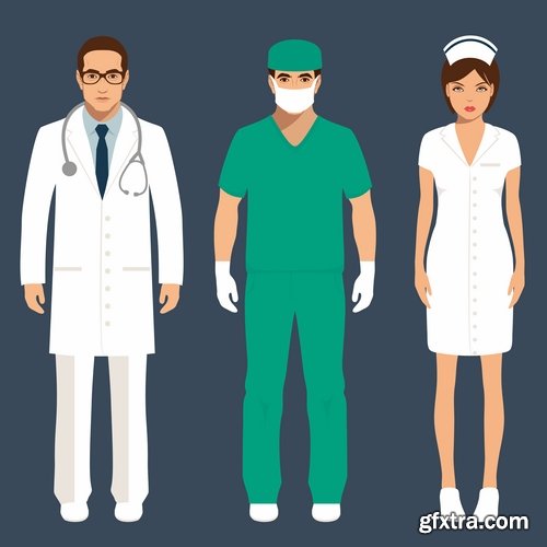 Collection of vector image medical infographics medical worker doctor nurse 25 EPS