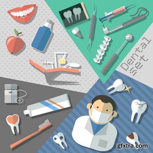 Collection of vector image of honey medical infographics tooth dentist tool icon 25 EPS