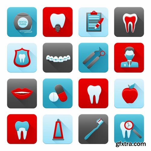 Collection of vector image of honey medical infographics tooth dentist tool icon 25 EPS