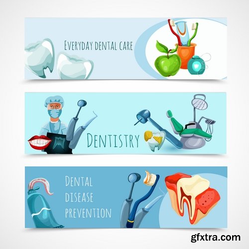 Collection of vector image of honey medical infographics tooth dentist tool icon 25 EPS