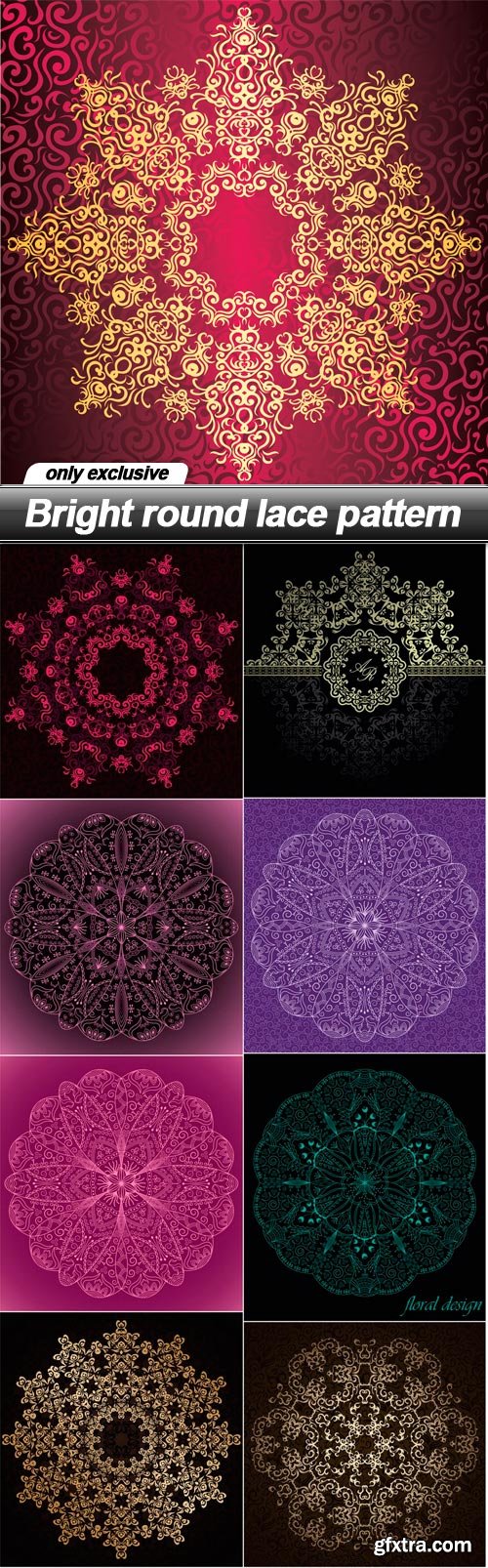 Bright round lace pattern - 9 EPS