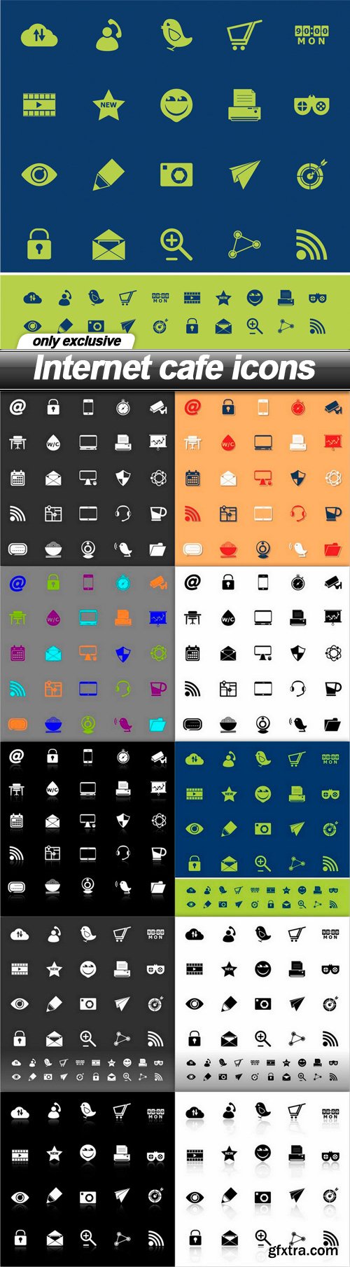 Internet cafe icons - 10 EPS