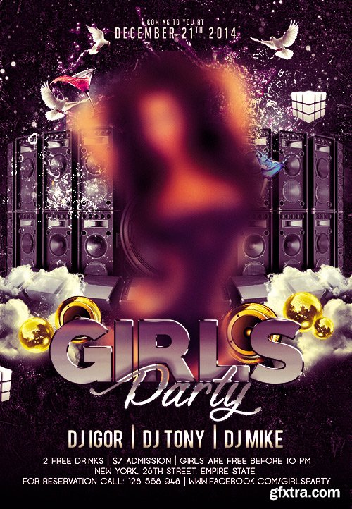 Girls Night Flyer PSD Template + Facebook Cover