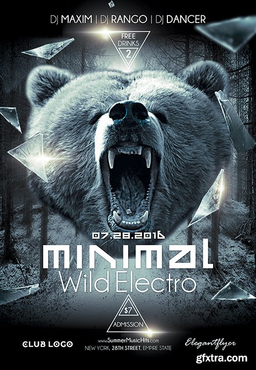 Minimal Wild Electro Flyer PSD Template + Facebook Cover