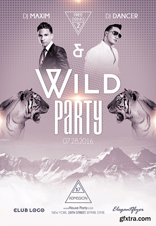 Wild Party Flyer PSD Template + Facebook Cover