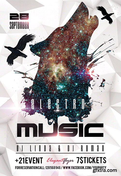 Electro Music 2 Flyer PSD Template + Facebook Cover