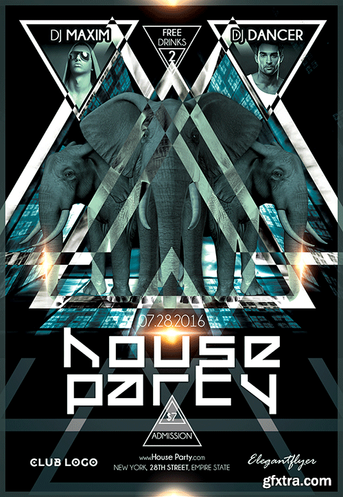 House Party Flyer PSD Template + Facebook Cover